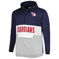 Men's Navy/White Cleveland Guardians Big & Tall Fleece Half-Zip Hoodie