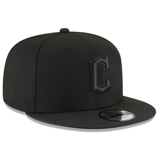 Casquette réglable Snapback Cleveland Guardians 9FIFTY New Era noire/noire pour homme
