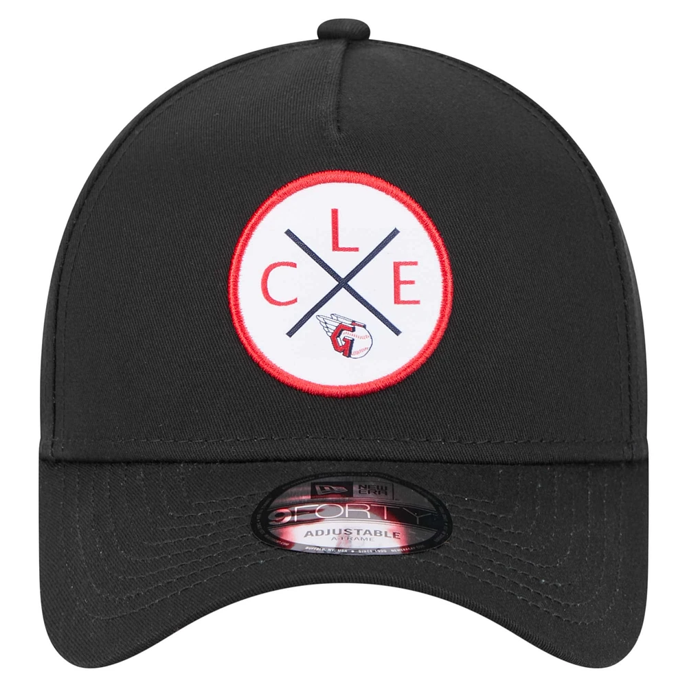 Casquette ajustable A-Frame Cleveland Guardians 9FORTY New Era noire pour homme