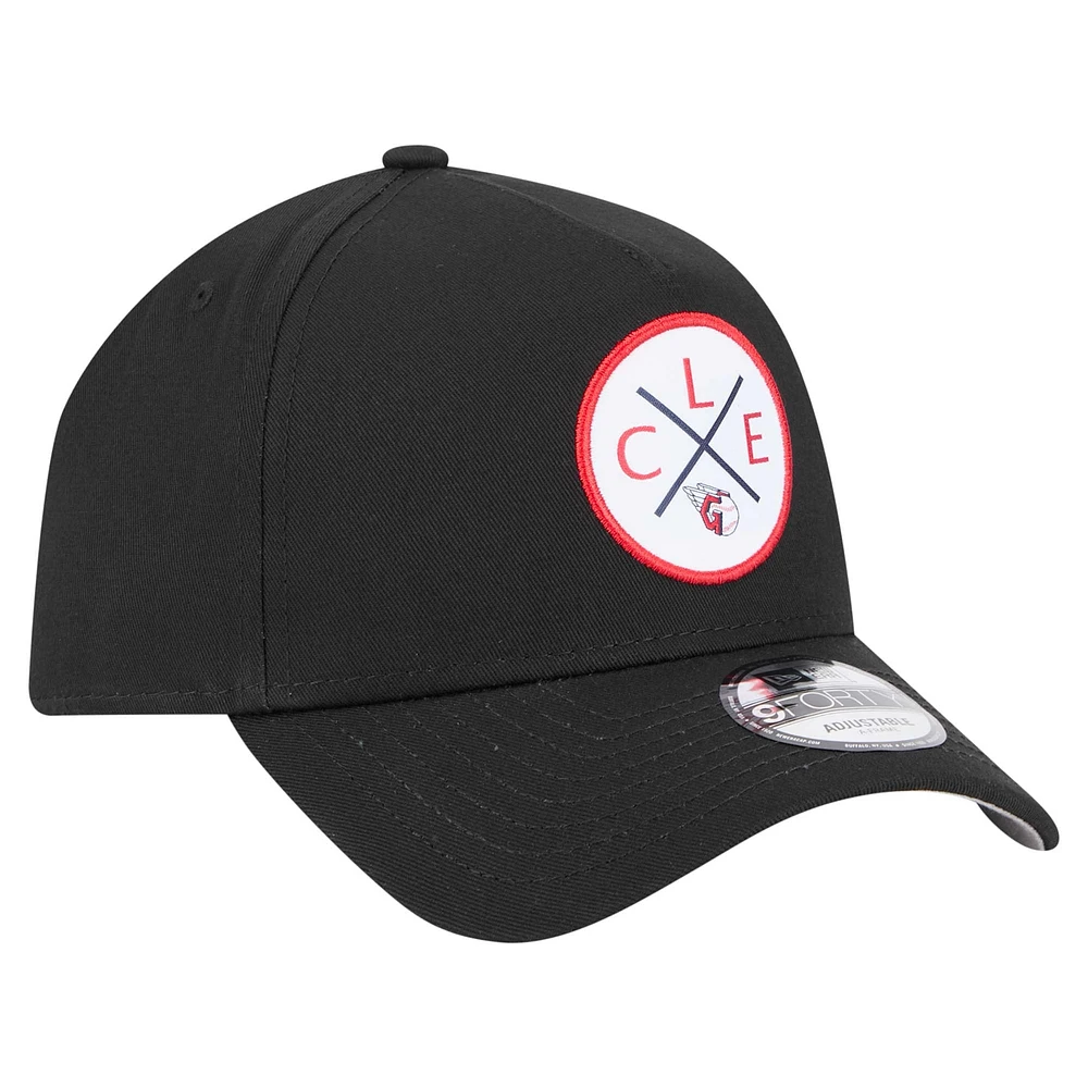 Casquette ajustable A-Frame Cleveland Guardians 9FORTY New Era noire pour homme