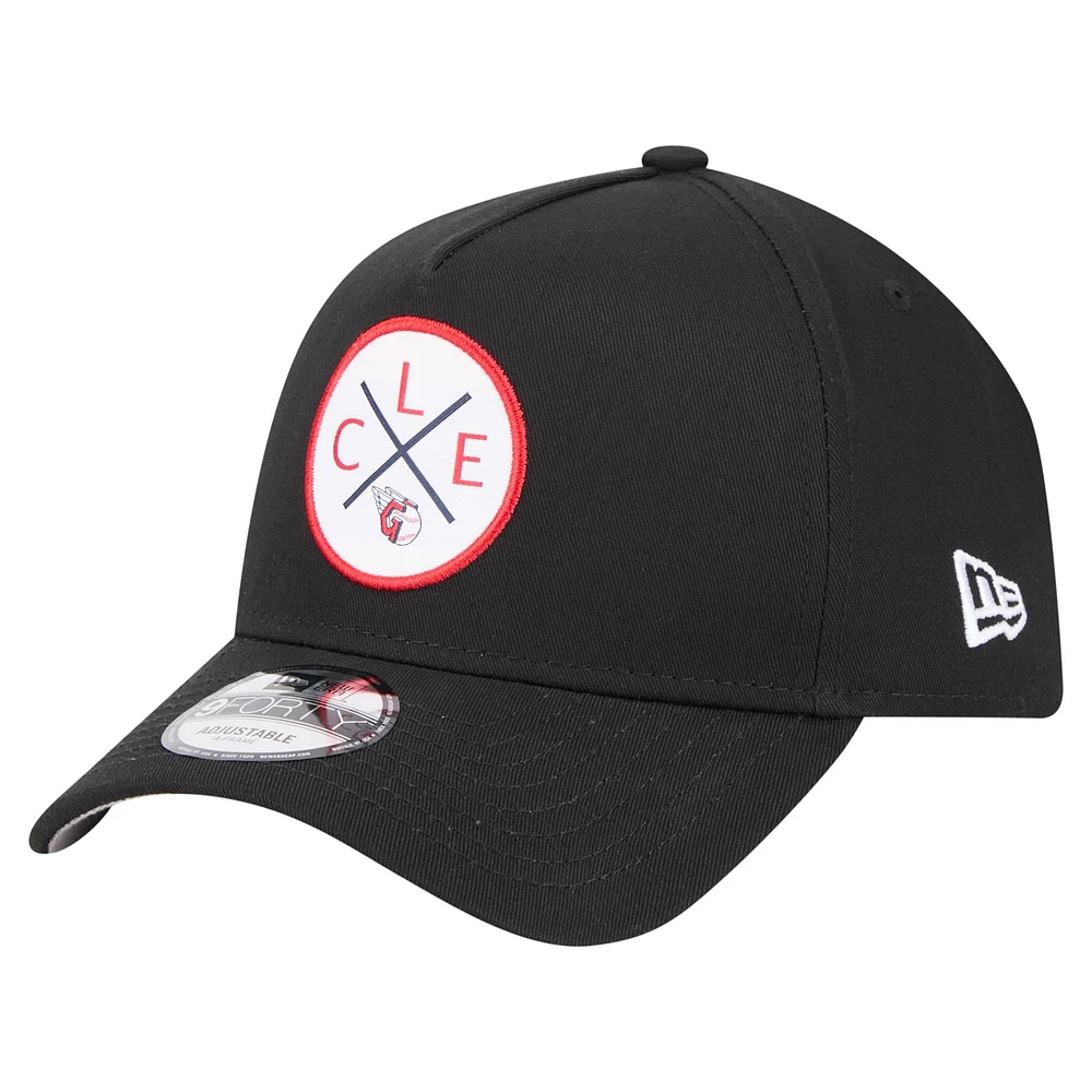 Casquette ajustable A-Frame Cleveland Guardians 9FORTY New Era noire pour homme