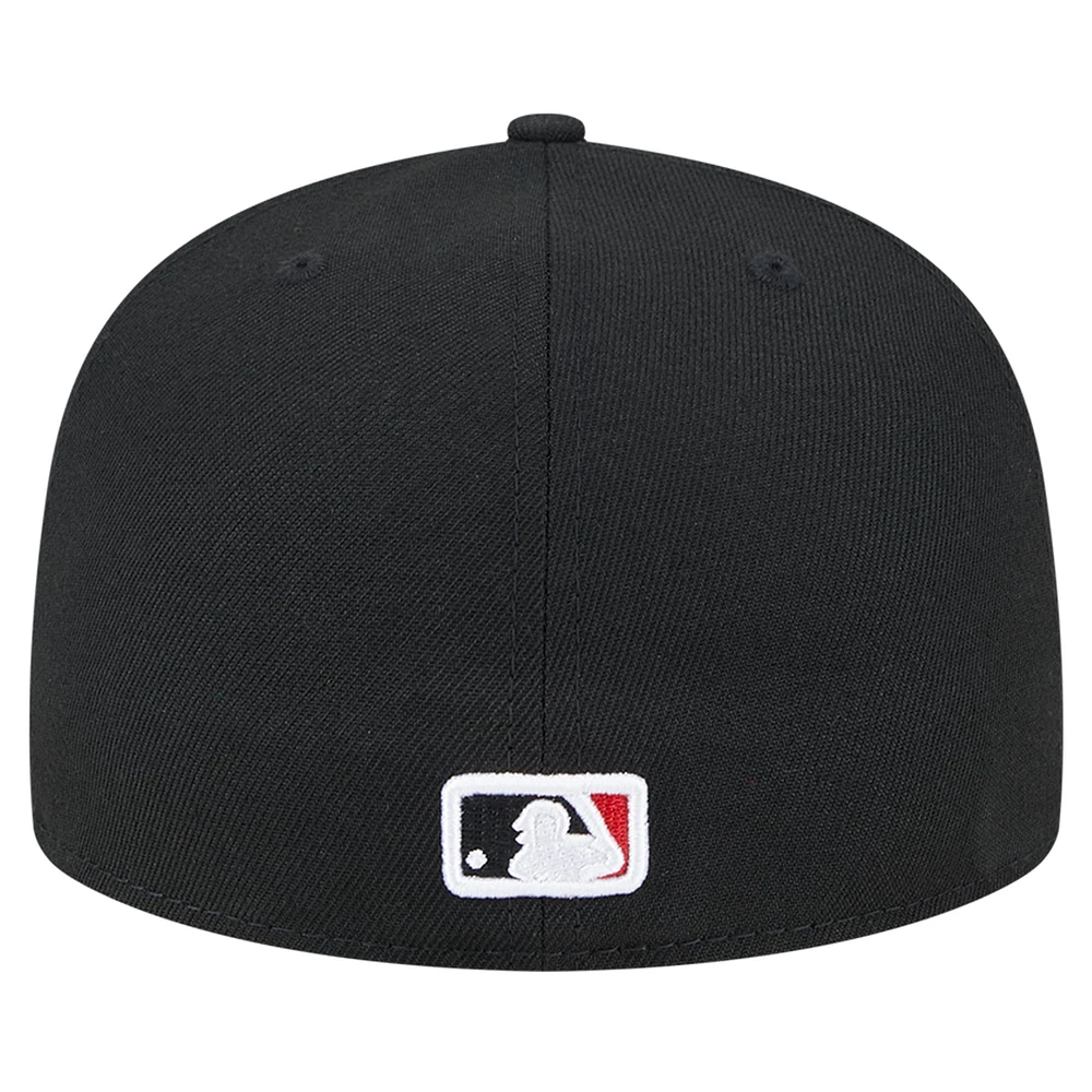 Men's New Era Black Cleveland Guardians Checkered Undervisor 59FIFTY Fitted Hat