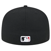 Men's New Era Black Cleveland Guardians Checkered Undervisor 59FIFTY Fitted Hat