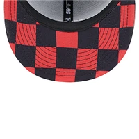 Men's New Era Black Cleveland Guardians Checkered Undervisor 59FIFTY Fitted Hat