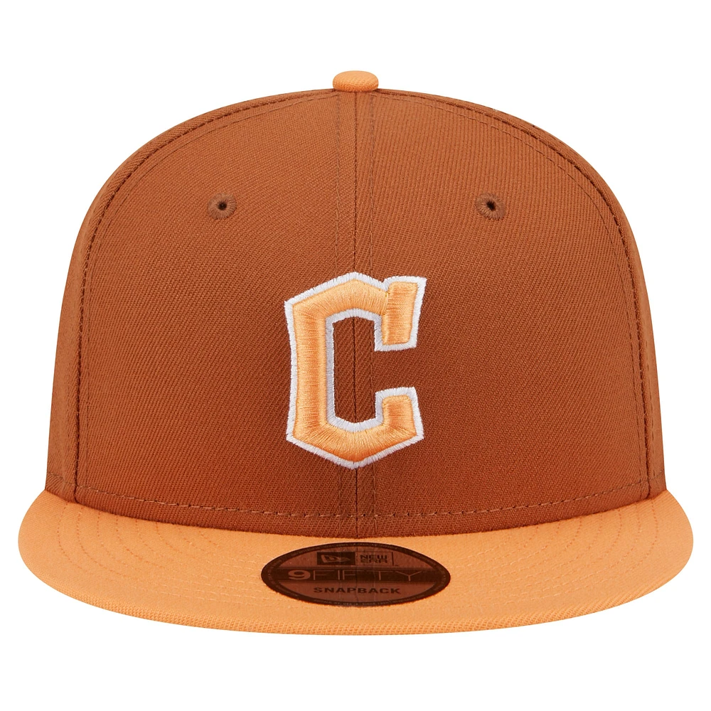 Men's New Era Brown Cleveland Guardians Spring Color Two-Tone 9FIFTY Snapback Hat