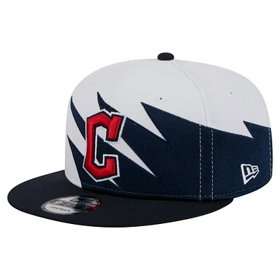Casquette Snapback Jagged 9FIFTY Cleveland Guardians bleu marine/blanc pour homme New Era