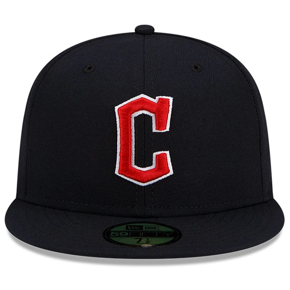 Men's New Era Navy Cleveland Guardians Road Authentic Collection On-Field 59FIFTY Fitted Hat