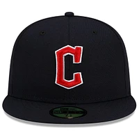 Men's New Era Navy Cleveland Guardians Road Authentic Collection On-Field 59FIFTY Fitted Hat