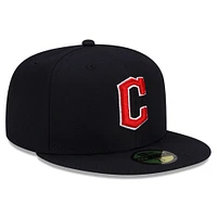 Men's New Era Navy Cleveland Guardians Road Authentic Collection On-Field 59FIFTY Fitted Hat