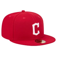 Men's New Era Red Cleveland Guardians White Logo 59FIFTY Fitted Hat
