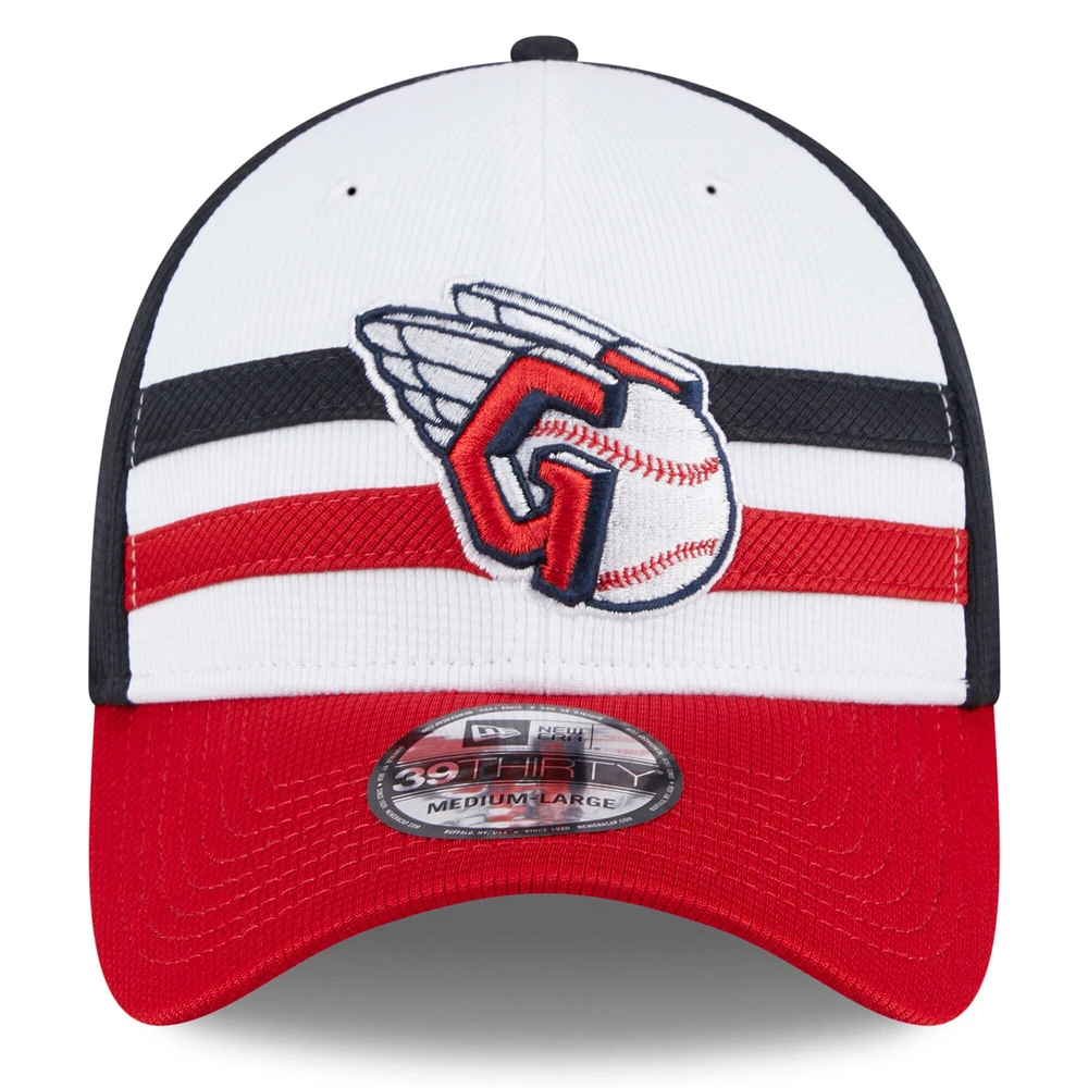Men's New Era  White Cleveland Guardians 2025 Batting Practice 39THIRTY Flex Hat
