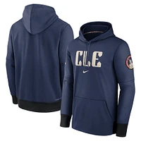 Men's Nike Navy Cleveland Guardians Authentic Collection City Connect Performance Pullover Hoodie