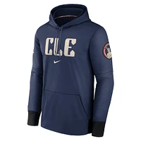 Men's Nike Navy Cleveland Guardians Authentic Collection City Connect Performance Pullover Hoodie