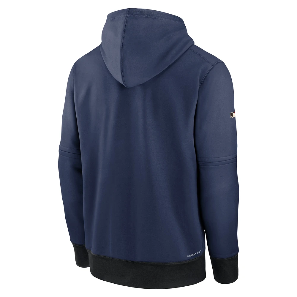 Men's Nike Navy Cleveland Guardians Authentic Collection City Connect Performance Pullover Hoodie