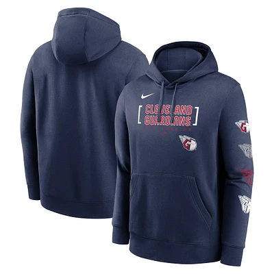 Sweat à capuche Nike Cleveland Guardians Club Stack bleu marine pour homme