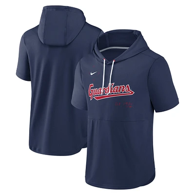 Sweat à capuche manches courtes Nike Cleveland Guardians Springer Team pour homme - Bleu marine