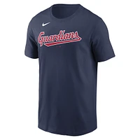 Men's Nike Shane Bieber Navy Cleveland Guardians Name & Number T-Shirt