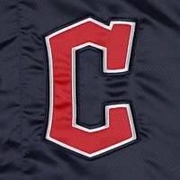 Men's Starter Navy Cleveland Guardians Midfield Satin Full-Snap Varsity Jacket