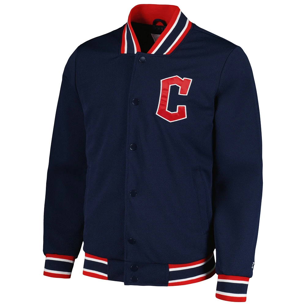 Men's Starter Navy Cleveland Guardians Secret Weapon Full-Snap Jacket