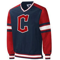 Men's Starter Navy Cleveland Guardians Yardline V-Neck Pullover Windbreaker