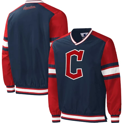 Coupe-vent Starter Navy Cleveland Guardians Yardline à encolure en V pour homme