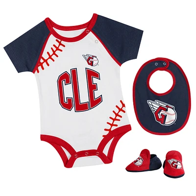 Ensemble body, bavoir et chaussons pour nouveau-né bébé Cleveland Guardians