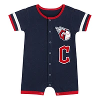Newborn  Navy Cleveland Guardians Double Hit Coveralls