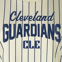 Women's New Era  Cream Cleveland Guardians City Connect Multiplier Pinstripe Cropped T-Shirt