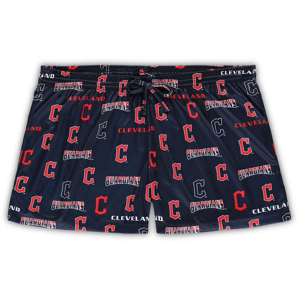 Women's Concepts Sport White/Navy Cleveland Guardians Plus Tank Top & Shorts Sleep Set