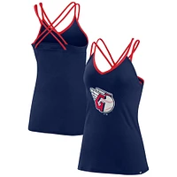 Women's Fanatics Navy Cleveland Guardians Barrel It Up Cross Back V-Neck Tank Top