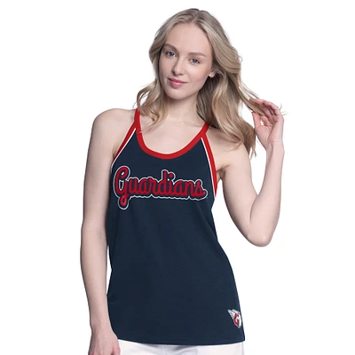 Débardeur à dos nageur Curveball G-III 4Her by Carl Banks pour femme, bleu marine, des Cleveland Guardians