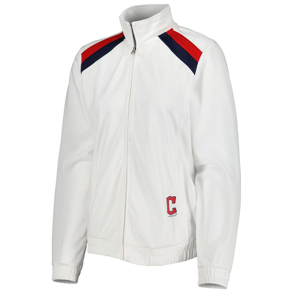 Veste de survêtement à glissière pleine longueur G-III 4Her by Carl Banks Cleveland Guardians Red Flag pour femme, blanc