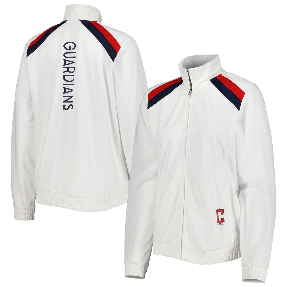 Veste de survêtement à glissière pleine longueur G-III 4Her by Carl Banks Cleveland Guardians Red Flag pour femme, blanc