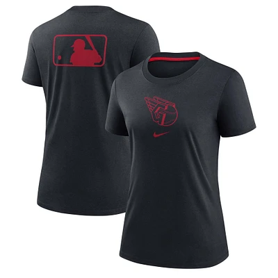 T-shirt Nike bleu marine Cleveland Guardians Authentic Collection Early Work Tri-Blend pour femme