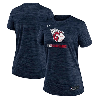 T-shirt Nike bleu marine Cleveland Guardians Authentic Collection Velocity Performance pour femme