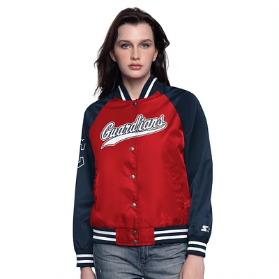 Veste universitaire à boutons-pression pour femme Cleveland Guardians Home Run rouge/bleu marine