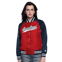 Women's Starter Red/Navy Cleveland Guardians Home Run Full-Snap Varsity Jacket