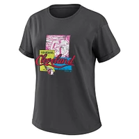Women's WEAR by Erin Andrews Charcoal Cleveland Guardians Domestic Box Color Boyfriend T-Shirt