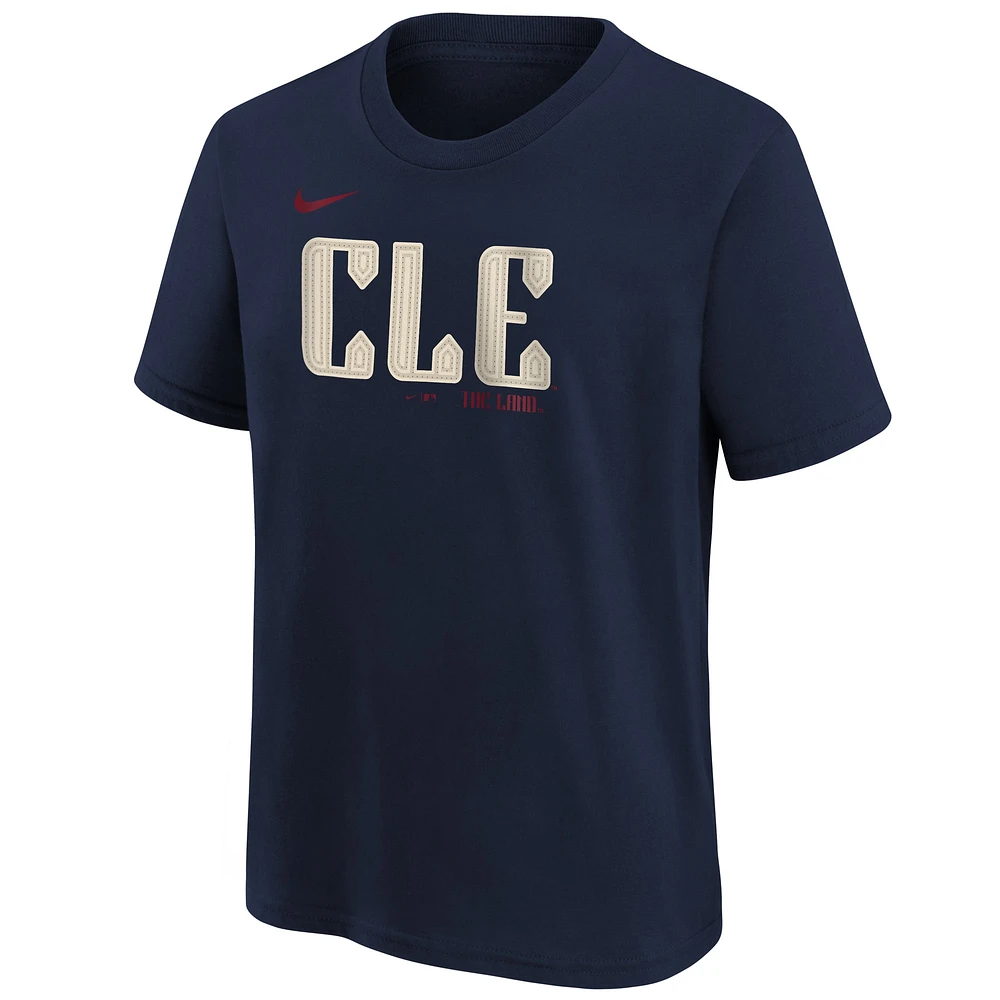 Youth Nike Shane Bieber Navy Cleveland Guardians 2024 City Connect Name & Number T-Shirt