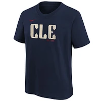 Youth Nike Shane Bieber Navy Cleveland Guardians 2024 City Connect Name & Number T-Shirt