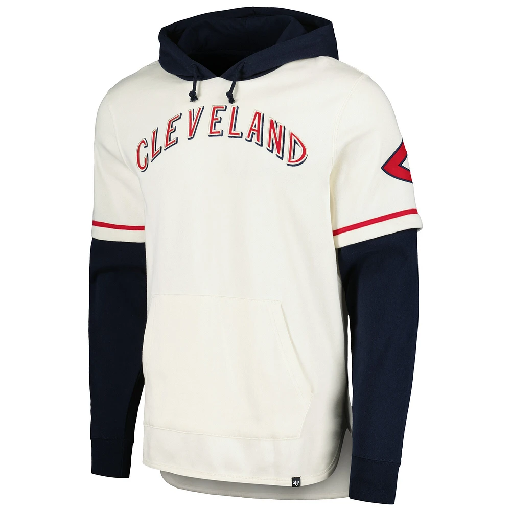 Men's '47 Cream Cleveland Indians Trifecta Shortstop Pullover Hoodie