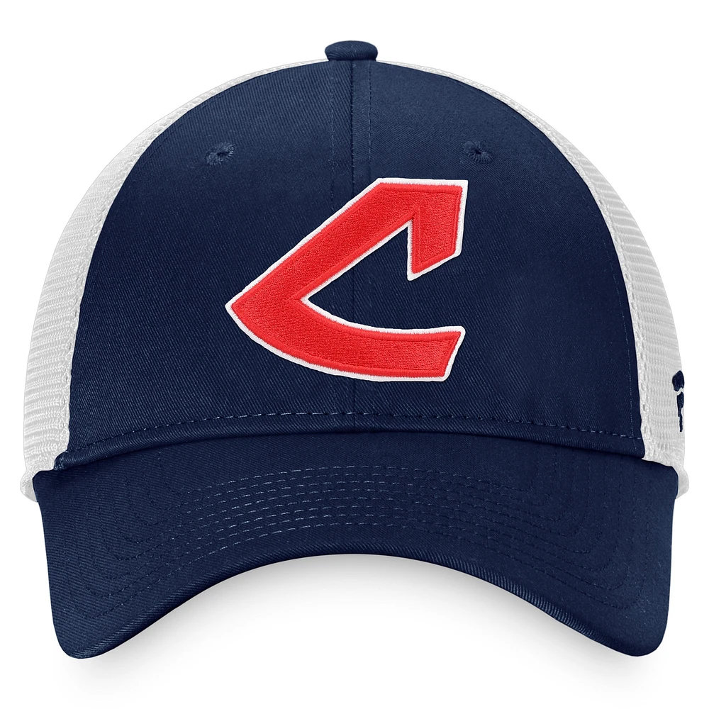 Men's Fanatics Navy Cleveland Indians Cooperstown Collection Core Trucker Adjustable Hat