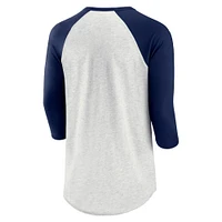 T-shirt à manches 3/4 Fanatics Oatmeal/Navy Cleveland Indians True Classics Better Believe Raglan Henley pour hommes