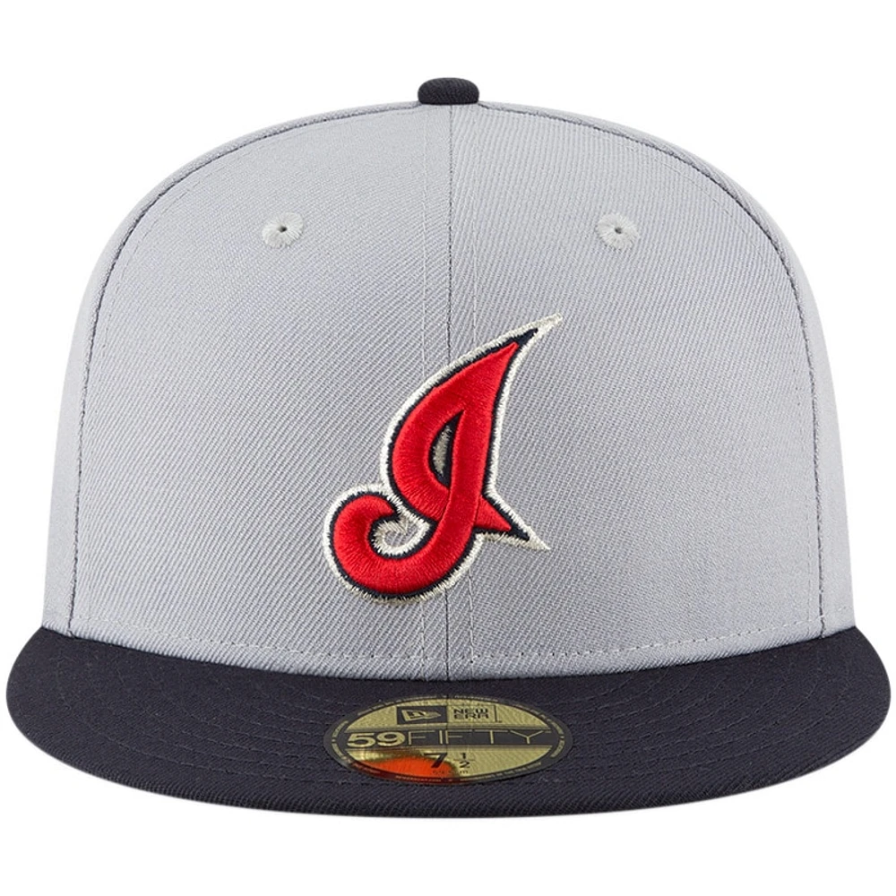 Men's New Era Gray Cleveland Indians Cooperstown Collection Wool 59FIFTY Fitted Hat