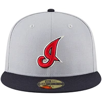 Men's New Era Gray Cleveland Indians Cooperstown Collection Wool 59FIFTY Fitted Hat