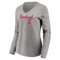 Women's Fanatics Navy/Heathered Gray Cleveland Indians Team V-Neck T-Shirt Combo Set