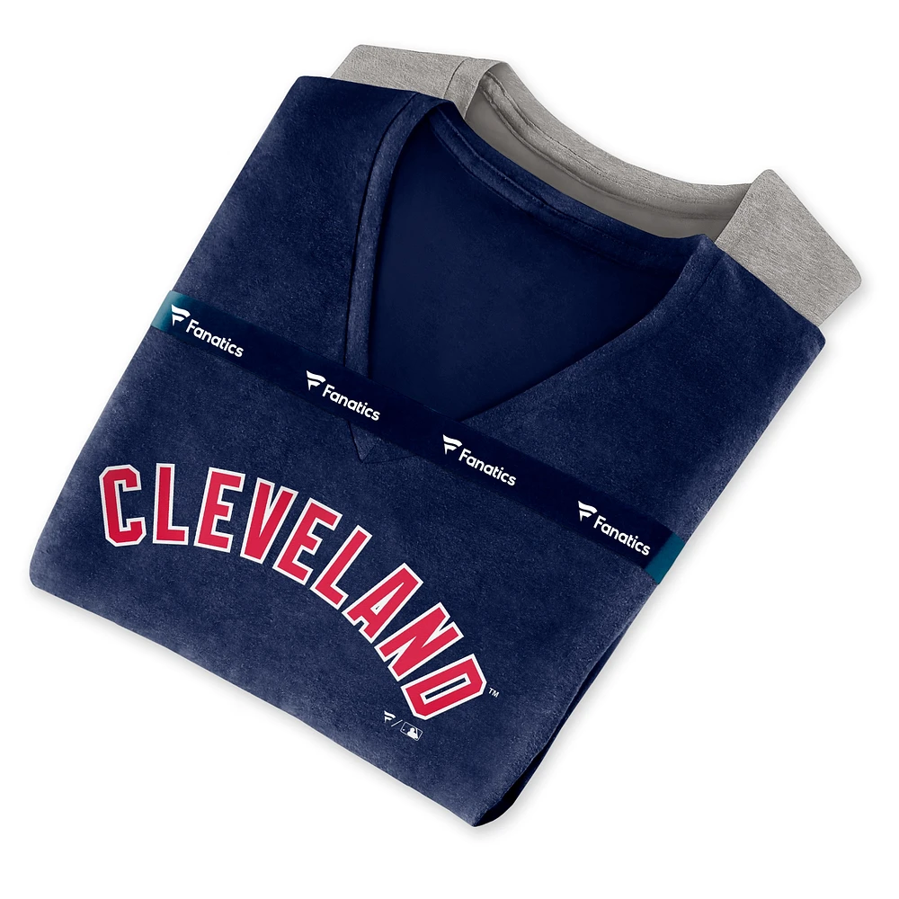 Women's Fanatics Navy/Heathered Gray Cleveland Indians Team V-Neck T-Shirt Combo Set