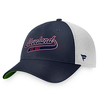 Women's Fanatics Navy/Natural Cleveland Indians Cooperstown Collection True Classics Tailsweep Trucker Snapback Hat