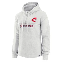 Women's Fanatics Oatmeal Cleveland Indians Cooperstown Collection True Classics Legacy Quarter-Zip Hoodie