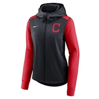 Women's Nike Navy/Red Cleveland Indians Authentic Collection Baseball Performance Full-Zip Hoodie